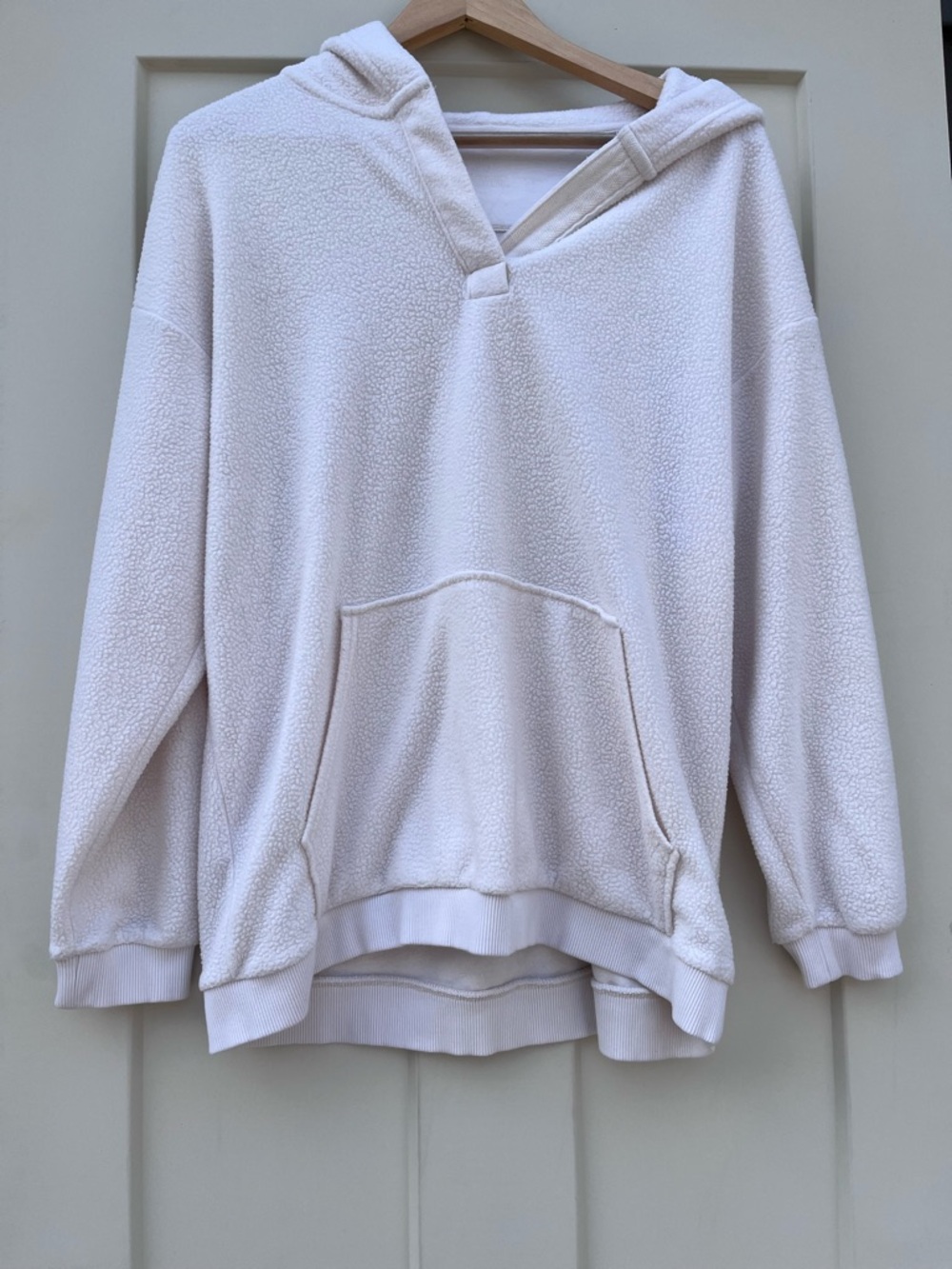 aerie Cream Fleece Pullover Hoodie